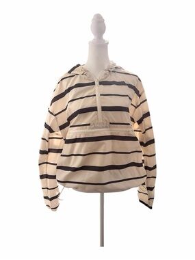 Thread & Supply Cream and Black Striped Hooded Pullover